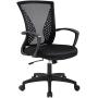 Office Chair Ergonomic Desk Chair Mesh Computer Chair with Lumbar Support Armrest Mid Back Rolling Swivel Adjustable Task Chair for Women Adults, Black