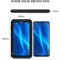 LOVE MEI Samsung Galaxy S10 Case with Built in Screen Protector, Heavy Duty Aluminum Rubber Anti-Scratched Cover Protective Silicone Shockproof Metal Grade Solid Tank Case for Samsung S10 Case (Black)