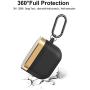 VORCSBINE AirPods Pro Case Cover Cute, Protective Full Rugged Shock-Absorbing Metal Case Cover with Keychain for Apple Airpods Pro for Men,Women,Girls-Black