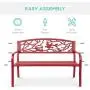 Best Choice Products Outdoor 50in Steel Park Bench Porch Chair Yard Furniture w/Pastoral Bird Design Backrest, Slatted Seat - Red Best Choice Products Outdoor 50in Steel Park Bench Porch Chair Yard Furniture w/Pastoral Bird Design Backrest, Slatted Seat - Red