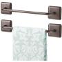 mDesign Metal Bathroom Storage Towel Bar with Strong Self Adhesive - Holder Rack for Hanging Washcloths, Hand, Face Towels in Main or Guest Powder Rooms - 2 Pack - Bronze