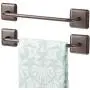 mDesign Metal Bathroom Storage Towel Bar with Strong Self Adhesive - Holder Rack for Hanging Washcloths, Hand, Face Towels in Main or Guest Powder Rooms - 2 Pack - Bronze mDesign Metal Bathroom Storage Towel Bar with Strong Self Adhesive - Holder Rack for Hanging Washcloths, Hand, Face Towels in Main or Guest Powder Rooms - 2 Pack - Bronze