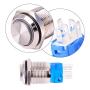 Gasher 5pcs 16mm/0.63inch Metal Momentary Stainless Push Button Switch for Car RV Truck Boat with 12V LED Light Green Yellow Red Blue White