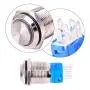 Gasher 5pcs 16mm/0.63inch Metal Momentary Stainless Push Button Switch for Car RV Truck Boat with 12V LED Light Green Yellow Red Blue White