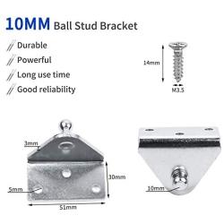 OTUYAYUTO 10mm Ball Studs Gas Spring Lift Support Mounting Bracket, for Prop and Strut - 4Pcs with 12 Stainless Steel Sheet Metal Screws