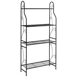 DOEWORKS 4 Tier Metal Plant Stand, Plant Display Rack, Ladder-Shaped Stand Shelf, Pot Holder for Indoor Outdoor Use, Black