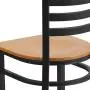 Flash Furniture HERCULES Series Black Ladder Back Metal Restaurant Chair - Natural Wood Seat