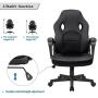 Furmax Office Desk Leather Gaming, High Back Ergonomic Adjustable Racing Task Swivel Executive Computer Chair Headrest and Lumbar Support (Black)