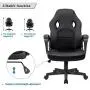 Furmax Office Desk Leather Gaming, High Back Ergonomic Adjustable Racing Task Swivel Executive Computer Chair Headrest and Lumbar Support (Black)