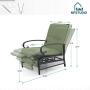 MFSTUDIO Patio Recliner Chair Metal Adjustable Back Outdoor Lounge Chair with 100% Olefin Cushion(Green)