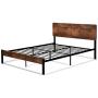 Allewie Queen Size Platform Bed Frame with Wood headboard and Metal slats, Rustic Country Style Mattress Foundation, Box Spring Optional, Strong Metal Slats Support, Easy Assembly