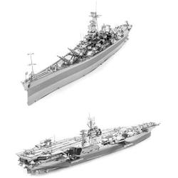 Fascinations ICONX 3D Metal Model Kits Set of 2 - USS Theodore Roosevelt CVN-71 - USS Missouri BB-63