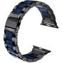 Wearlizer Black Blue Bands Compatible with Apple Watch Straps 42mm 44mm for iWatch SE Mens Womens Wristband Lightweight Stainless Steel Edge with Central Resin Replacement Bracelet Series 6 5 4 3 2 1