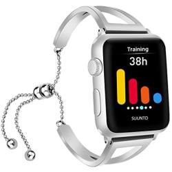 iGK Compatible with Apple Watch Band 38mm 40mm 42mm 44mm Women Jewelry Metal Cuff Strap Dressy Bangle Bracelet for Apple iWatch SE Series 6/5/4/3/2/1