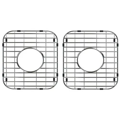 Walter Sinks Stainless Steel Kitchen 13'' x 11 Inch Protector Grids for Sinks Universal Double Bowl Drain Racks Grates Bottom Strainer Center Hole, Silver