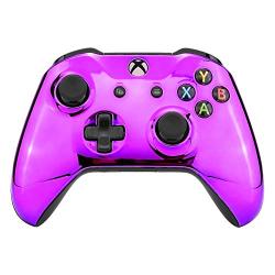 eXtremeRate Chrome Purple Edition Front Housing Shell for Xbox One Wireless Controller Model 1708, Replacement Custom Faceplate Cover for Xbox One S & Xbox One X Controller - Controller NOT Included