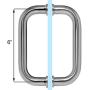 Dynasty Hardware 6'' Back to Back Tubular Shower Door Pull For Frameless Shower Doors, Satin Nickel, With Trim Washers