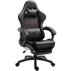 Dowinx Gaming Chair Office Chair PC Chair with Massage Lumbar Support, Racing Style PU Leather High Back Adjustable Swivel Task Chair with Footrest (Black&Red)