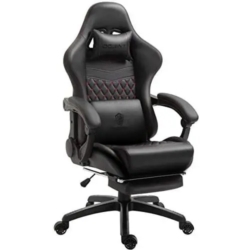 Dowinx Gaming Chair Office Chair PC Chair with Massage Lumbar Support, Racing Style PU Leather High Back Adjustable Swivel Task Chair with Footrest (Black&Red) Dowinx Gaming Chair Office Chair PC Chair with Massage Lumbar Support, Racing Style PU Leather High Back Adjustable Swivel Task Chair with Footrest (Black&Red)
