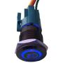 ESUPPORT 12V Car Vehicle Blue LED Light Front Fog Push Button Metal Toggle Switch Socket Plug Wire Latching 19mm Balck Shell