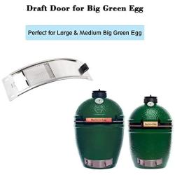 Green Egg Replacement Parts Stainless Draft Door Fits for Medium & Large Big Green Egg Grill Kamado Accessories with Punched MESH Panel Easily Adjusted Egg Bottom Vent Replacement