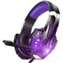 BENGOO G9000 Stereo Gaming Headset for PS4, PC, Xbox One Controller, Noise Cancelling Over Ear Headphones with Mic, LED Light, Bass Surround, Soft Memory Earmuffs (Purple)