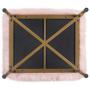 HomePop Faux Fur Square Stool with Metal Legs, Pink