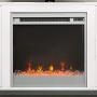 Walker Edison Griffith Contemporary Double Glass Door Fireplace TV Stand, 52 Inch, White