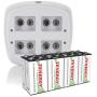 Tenergy TN136 4 Bay 9V Smart Charger with 8 Pieces 9V Tenergy Centura (Low Self Discharge) NiMH 200mah Rechargeable Batteries