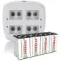 Tenergy TN136 4 Bay 9V Smart Charger with 8 Pieces 9V Tenergy Centura (Low Self Discharge) NiMH 200mah Rechargeable Batteries