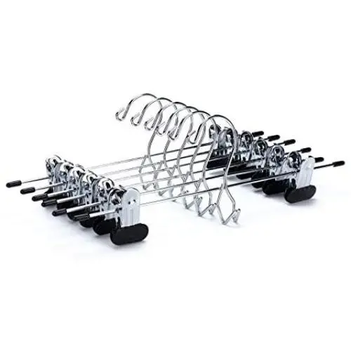 6 Quality Pants Hangers Heavy Duty Add-on Skirt/Slack Metal Hanger, Extra Wide Adjustable Clips, Multi Stackable Add on Hangers, Chrome, Jeans, Bottoms, Set of 6 6 Quality Pants Hangers Heavy Duty Add-on Skirt/Slack Metal Hanger, Extra Wide Adjustable Clips, Multi Stackable Add on Hangers, Chrome, Jeans, Bottoms, Set of 6