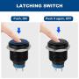 5Pcs 16mm Metal Latching Push Button Switch with Blue LED Light DC 12V/24V, Black ON/Off 4 Pin Self-Locking Round Waterproof Marine Switch for Car RV Truck Boat SPDT