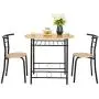 VINGLI 3 Piece Dining Set Small Dining Table and 2 Chairs Kitchen Breakfast Dining Table Set with Metal Frame and Wine Rack (Natural) VINGLI 3 Piece Dining Set Small Dining Table and 2 Chairs Kitchen Breakfast Dining Table Set with Metal Frame and Wine Rack (Natural)