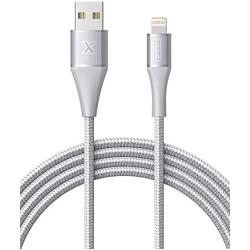 Lightning Cable 3ft Xcentz, MFi Certified iPhone Charger, Braided Nylon Fast Charging iPhone Cable with Premium Metal Connector for iPhone 11/11 Pro/X/XS/XR/XS Max/8, iPad Mini/Air-Silver