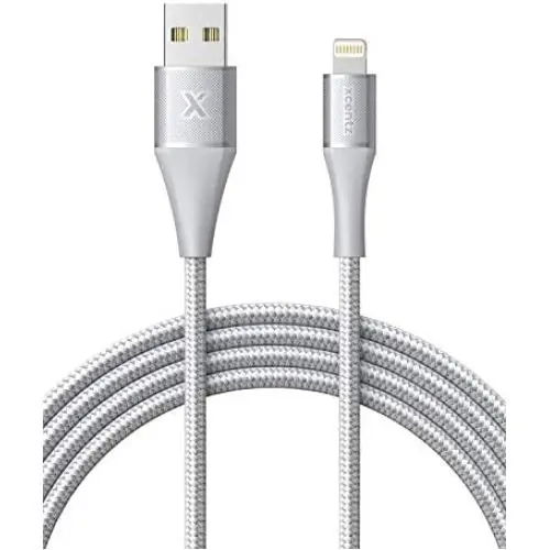 Lightning Cable 3ft Xcentz, MFi Certified iPhone Charger, Braided Nylon Fast Charging iPhone Cable with Premium Metal Connector for iPhone 11/11 Pro/X/XS/XR/XS Max/8, iPad Mini/Air-Silver Lightning Cable 3ft Xcentz, MFi Certified iPhone Charger, Braided Nylon Fast Charging iPhone Cable with Premium Metal Connector for iPhone 11/11 Pro/X/XS/XR/XS Max/8, iPad Mini/Air-Silver
