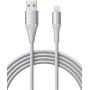 Lightning Cable 3ft Xcentz, MFi Certified iPhone Charger, Braided Nylon Fast Charging iPhone Cable with Premium Metal Connector for iPhone 11/11 Pro/X/XS/XR/XS Max/8, iPad Mini/Air-Silver