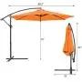 Greesum Offset Umbrella 10FT Cantilever Patio Hanging Umbrella Outdoor Market Umbrella with Crank and Cross Base (Orange)