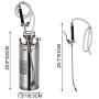 Happybuy Stainless Steel Sprayer, 2 Gallon - Steel Hand-Pump Sprayer, with 3.3-inch Reinforced Hose - Garden Sprayer for Home, Gardening, Ground Cleaning