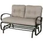Patio Glider Bench Loveseat Outdoor Cushioed 2 Person Rocking Seating Patio Swing Chair, Beige