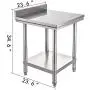 Mophorn Stainless Steel Work Table with Backsplash 24 x 24 x 34 Inch Commercial Food Prep Worktable Heavy Duty Prep Worktable Metal Work Table with Adjustable Feet for Restaurant, Home and Hotel Mophorn Stainless Steel Work Table with Backsplash 24 x 24 x 34 Inch Commercial Food Prep Worktable Heavy Duty Prep Worktable Metal Work Table with Adjustable Feet for Restaurant, Home and Hotel