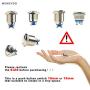 MONZYDQ 5Pcs 16mm5/8'' Momentary Push Button Switch,Waterproof Metal Pushbutton 220V AC 2A Self-Reset for Car Modificine.(High Round Head)