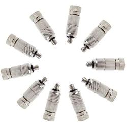 Metalwork 10 Pcs Stainless Steel Misting Nozzles for Outdoor Cooling Misting System, High Pressure Anti Drip Cleanable, 3/16'' Thread (0.1mm)