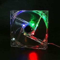 Pokerty Cooling Fan, 12CM 5V USB Transparent LED Colorful Light Cooling Fan PC Computer CPU Cooling Fan