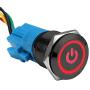 ESUPPORT Black 19mm 12V 5A Power Symbol Angel Eye Halo Car Red LED Light Metal Push Button Toggle Switch Socket Plug Wire Waterproof