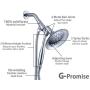 G-promise Double Height Positioning Shower Head， High Pressure Shower Heads with Handheld Spray, Adjustable Metal Bracket Holder,Extra Long Stainless-Steel Flexible Hose (Chrome)