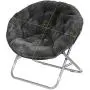 Urban Shop Super Soft Faux Fur Saucer Chair With Folding Metal Frame, Black Urban Shop Super Soft Faux Fur Saucer Chair With Folding Metal Frame, Black