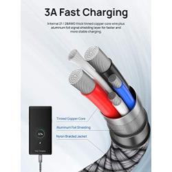 USB Type C Cable 3A Fast Charging [2-Pack 3.3ft], JSAUX USB-A to USB-C Charge Braided Cord Compatible with Samsung Galaxy S10 S9 S8 S20 Plus A51 A11,Note 10 9 8, PS5 Controller, USB C Charger(Grey)