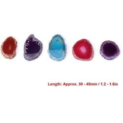 Agate Slice, 5 Pcs Natural Agate Slices Multi-uses Irregular Shaped Lot DIY Decoration Supplies Red Blue Purple 30-40mm