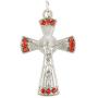 Silver Tone Base Metal Assorted Color Glass Rhinestone Crucifix Charm Pendants with Bail 1 3/8 Inch, Set Lot of 5 Pieces