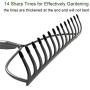 GLORYA Bow Rake - Heavy Duty Garden Rake with 6FT Stainless Steel Handle - Metal Rake for Gardening with 14 Tines